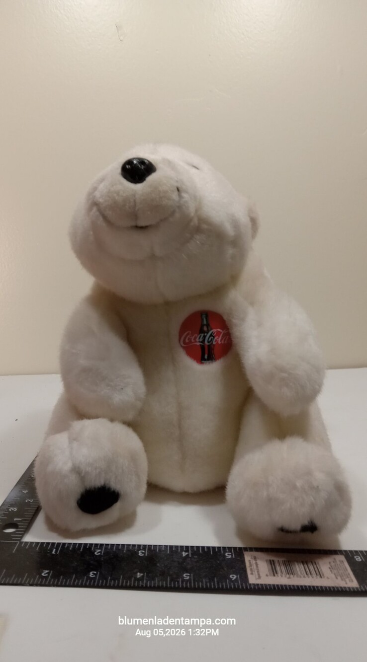 Vintage 1996 Coca-Cola Polar Bear Plush Stuffed Animal 7" White Bear